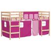 vidaXL Kinderhochbett mit Vorh&auml;ngen Rosa 90x190 cm Massivholz Kiefer