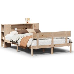 vidaXL Massivholzbett mit Regal ohne Matratze 140x190 cm Kiefernholz