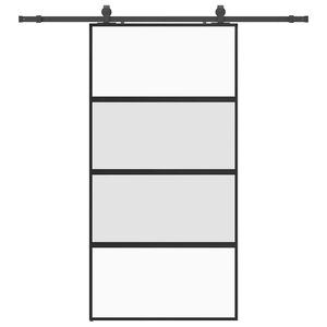 vidaXL Schiebet&uuml;r mit Beschlag Schwarz 102,5x205 cm Hartglas