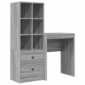 vidaXL Schreibtisch mit Schubladen mit Regal 2 pcs Graues Sonoma
