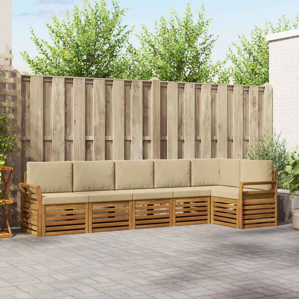 vidaXL Sofagarnituren 6 pcs Natur und Beige Massivholz Akazie
