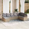 vidaXL Garten-Sofa-Set mit Kissen mit Speicher 8 pcs Beige Poly Rattan
