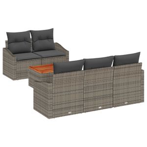 vidaXL Gartensofa-set mit Kissen 6 pcs Grau Poly-Rattan