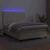 vidaXL Boxspringbett mit Matratze & LED Creme 140x190 cm Kunstleder