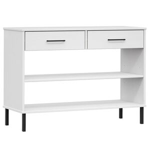 vidaXL Konsolenschrank OSLO mit Metallbeinen Wei&szlig; Massivholz Kiefer