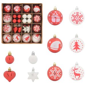 vidaXL Weihnachtskugel-Set 40 pcs Rot und Wei&szlig; Kunststoff