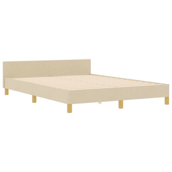 vidaXL Bettgestell mit Kopfteil Creme 140 x 190 cm Stoff