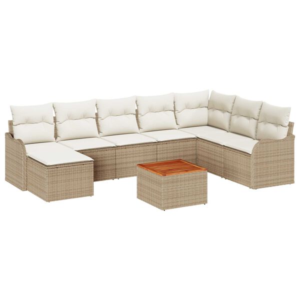 vidaXL Garten-Sofa-Set 9 pcs Beige und Wei&szlig;