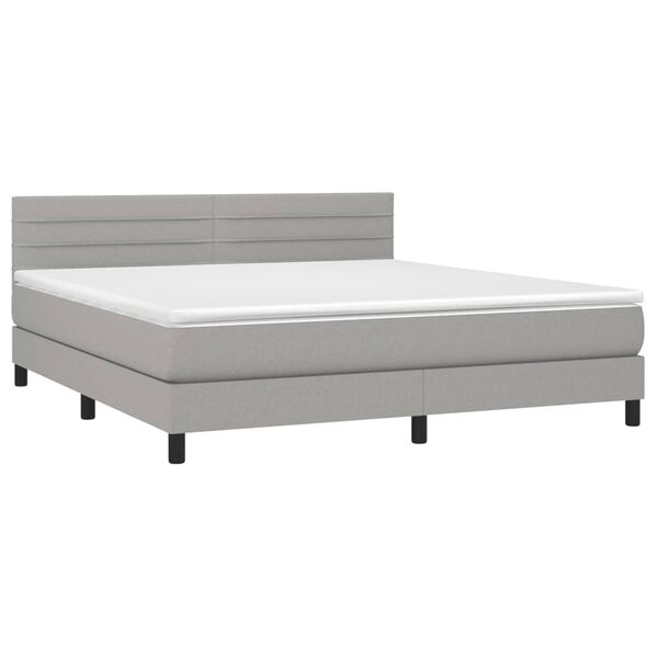 vidaXL Boxspringbett mit Matratze Hellgrau 180x200 cm Stoff