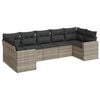 vidaXL 7-tlg. Garten-Sofagarnitur mit Kissen Hellgrau Poly Rattan
