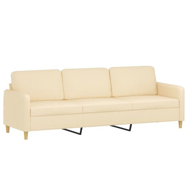 vidaXL 3-Sitzer-Sofa mit Hocker Creme 210 cm Stoff