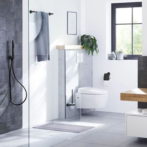 Kleine Wolke Toilettenpapierhalter mit Deckel Apollo Nero Schwarz