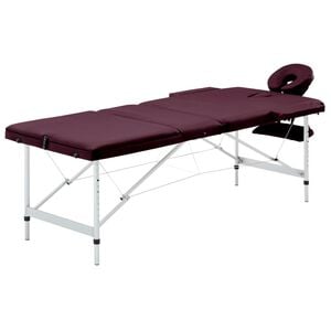 vidaXL Massagetisch Klappbar 3 Zonen Aluminium Dunkellila