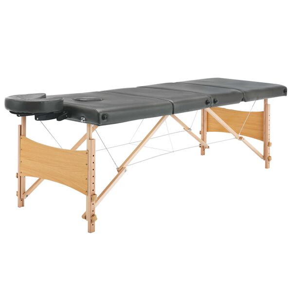 vidaXL Massageliege 4-Zonen Holzgestell Anthrazit 186x68 cm