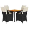 vidaXL 5-tlg. Garten-Essgruppe mit Kissen Schwarz Poly Rattan