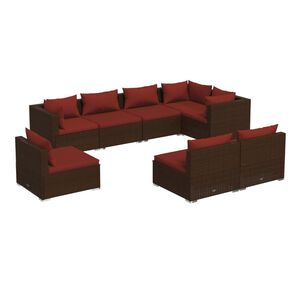 vidaXL 8-tlg. Garten-Lounge-Set mit Kissen Poly Rattan Braun