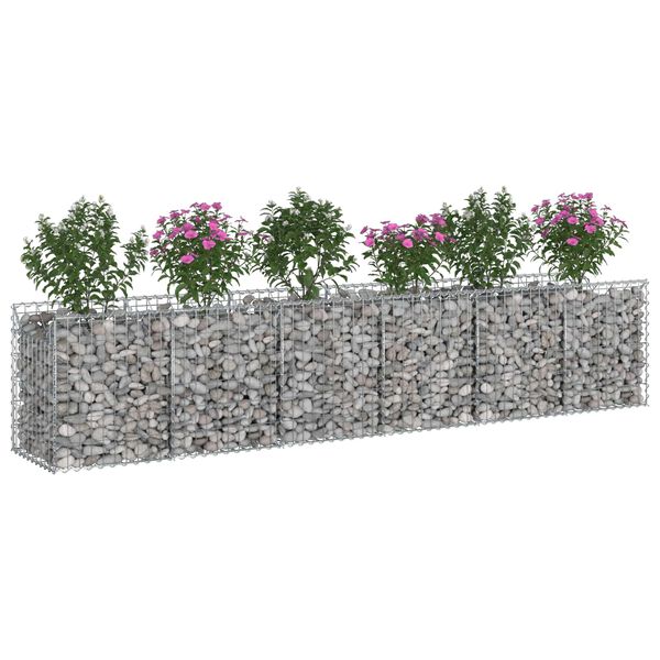 vidaXL Gabionen Hochbeet 2 pcs Silber 300 x 50 x 60 cm