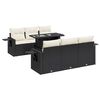 vidaXL 7-tlg. Garten-Sofagarnitur mit Kissen Schwarz Poly Rattan