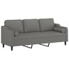 vidaXL 3-Sitzer-Sofa mit Kissen Dunkelgrau 210 cm Stoff