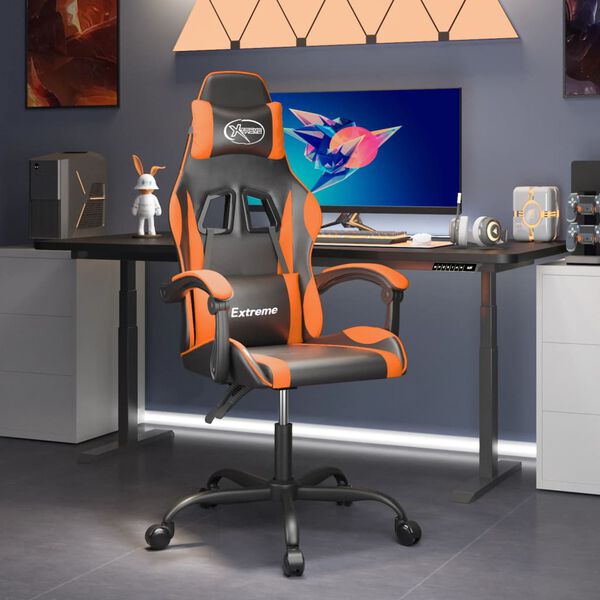 vidaXL Gaming-Stuhl Schwarz und Orange Kunstleder