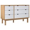 vidaXL Schubladenschrank OTTA Braun & Wei&szlig; 111x43x73,5 cm Massivholz