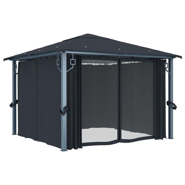 vidaXL Pavillon mit Vorhängen 300×300 cm Anthrazit Aluminium