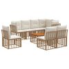 vidaXL Outdoor-Sofagarnitur 9 pcs Nat&uuml;rlich und Cremwei&szlig; Polyester