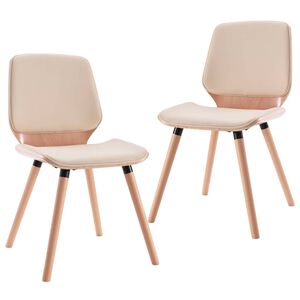 vidaXL Esszimmerst&uuml;hle 2 Stk. Cremewei&szlig; Kunstleder