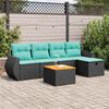 vidaXL 6-tlg. Garten-Sofagarnitur mit Kissen Schwarz Poly Rattan