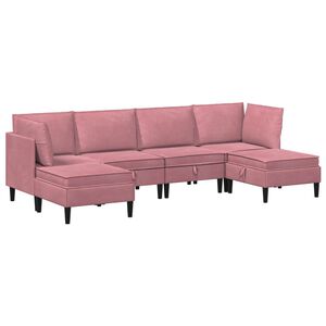 vidaXL Wohnzimmergarnitur 6 stk. Rosa Samt