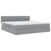 vidaXL Bett mit Stauraum und LED mit LED Hellgrau 200 x 200 cm Stoff