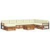 vidaXL Outdoor-Sofagarnitur 9 stk. Natur und Creme Massivholz Akazie