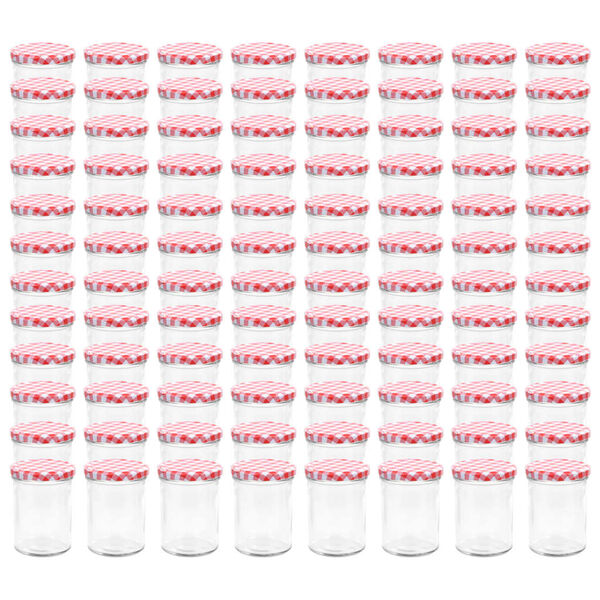 vidaXL Marmeladengl&auml;ser mit Wei&szlig;em/Rotem Deckel 96 Stk. 400 ml