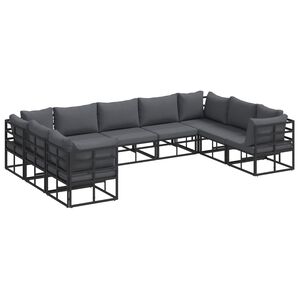 vidaXL Gartensofa-set mit Kissen 9 pcs Schwarz Aluminium