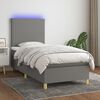 vidaXL Boxspringbett mit Matratze & LED Dunkelgrau 80x200 cm Stoff
