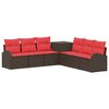 vidaXL Sofa Set 7 stk. Braun und Rot Polyrattan und Stahl