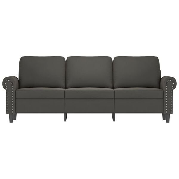 vidaXL 3-Sitzer-Sofa mit Hocker Dunkelgrau 180 cm Samt