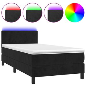 vidaXL Boxspringbett mit Matratze & LED Schwarz 100x200 cm Samt