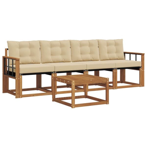 vidaXL Outdoor-Sofagarnitur mit Kissen 5 pcs Natur und Beige