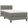 vidaXL Boxspringbett mit Matratze & LED Dunkelgrau 100x200 cm Stoff