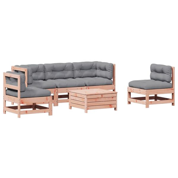 vidaXL 6-tlg. Garten-Lounge-Set mit Kissen Massivholz Douglasie