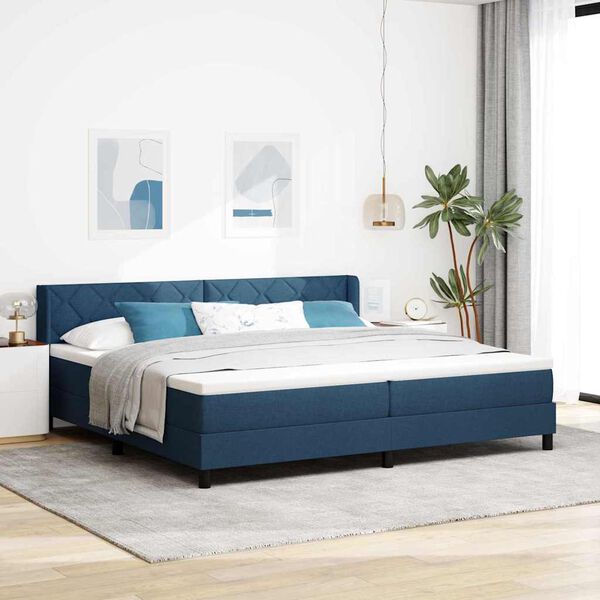 vidaXL Boxspringbett mit Matratze Blau 200 x 200 cm Polyester