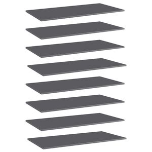vidaXL B&uuml;cherregal-Bretter 8 Stk. Hochglanz-Grau 80x30x1,5 cm