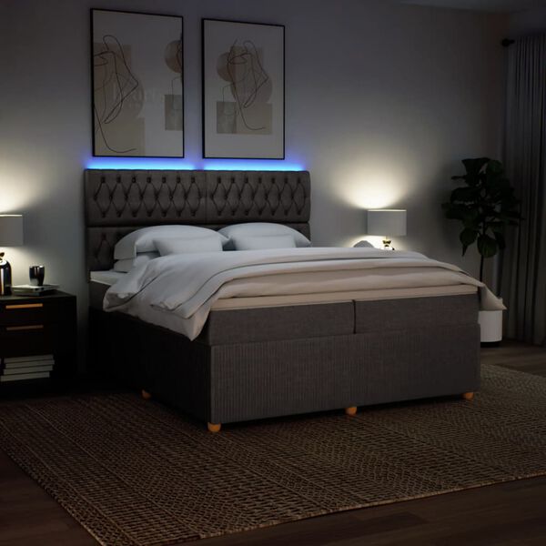 vidaXL Boxspringbett mit Matratze Taupe 200x200 cm Stoff