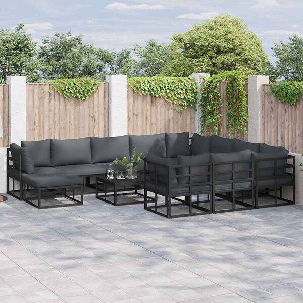 vidaXL Garten-Sofa-Set 12 pcs Schwarz Metall