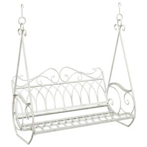 vidaXL Schaukelbank Stahl 112 x 60 x 126,5 cm Antik Wei&szlig;
