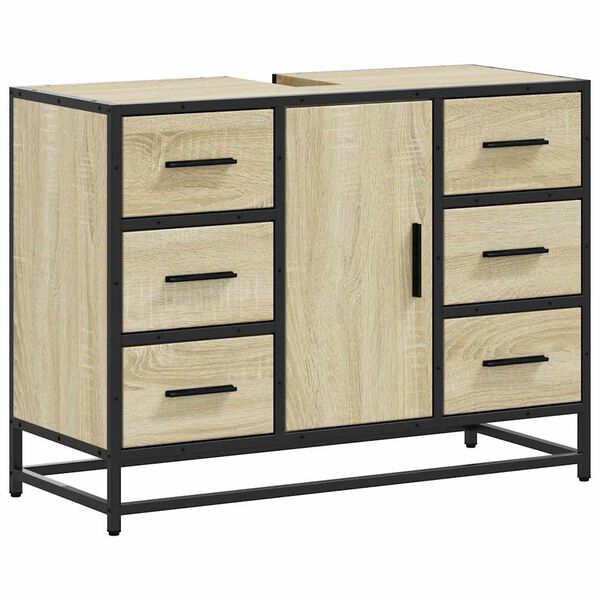 vidaXL Waschbeckenunterschrank Sonoma-Eiche 80x33x60 cm Holzwerkstoff