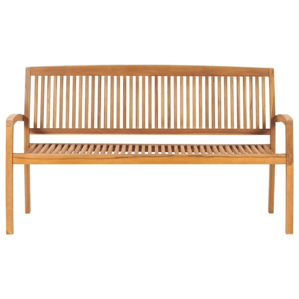 vidaXL Stapelbare Gartenbank mit Auflage 159 cm Massivholz Teak
