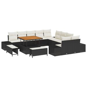 vidaXL Gartensofa-set mit Kissen 13 pcs Schwarz Poly-Rattan