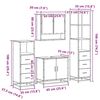 vidaXL 4-tlg. Badm&ouml;bel-Set Grau Sonoma Holzwerkstoff